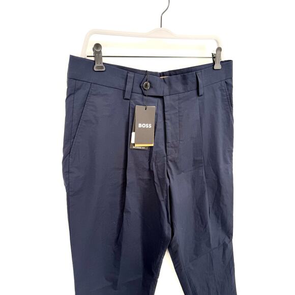 NWT Hugo Boss Men's Dark Blue Penn Pleat High Rise Trouser Dress Pants Size 34R - Picture 4 of 9